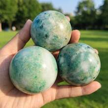 1pc Natural Phoenix Turquoise & Ajoite Sphere - Genuine Mineral Stone Suitable For, Making, Loose, Graduation, Father's Day, Independence Day - Multicolor - View 12