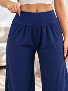 Set de 3 pantalones de pierna ancha para mujer, multicolor. Ajuste de cintura alto. Sin bolsillos. Interior fresco y muy cómodo. Sin estampado. Te llegarán 3 pantalones en colores al azar. - Multicolor - Ver 5