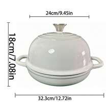 Nồi gang tráng men tròn 24cm có hai tay cầm, phù hợp làm bánh mì sourdough tại nhà, nướng bánh tại gia (bánh mì/món tráng miệng/bánh ngọt) - Xem 12