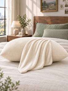 1pc Autumn/Winter Thickened Fleece Crystal Velvet Flannel Pillowcase, Solid Color Minimalist, Super Soft, Casual Fashion, Suitable For Daily Life, Student Dorms, Bedding, Hotel, Home Decor (Pillowcase Only, Pillow Insert Not Included) - Apricot - View 1