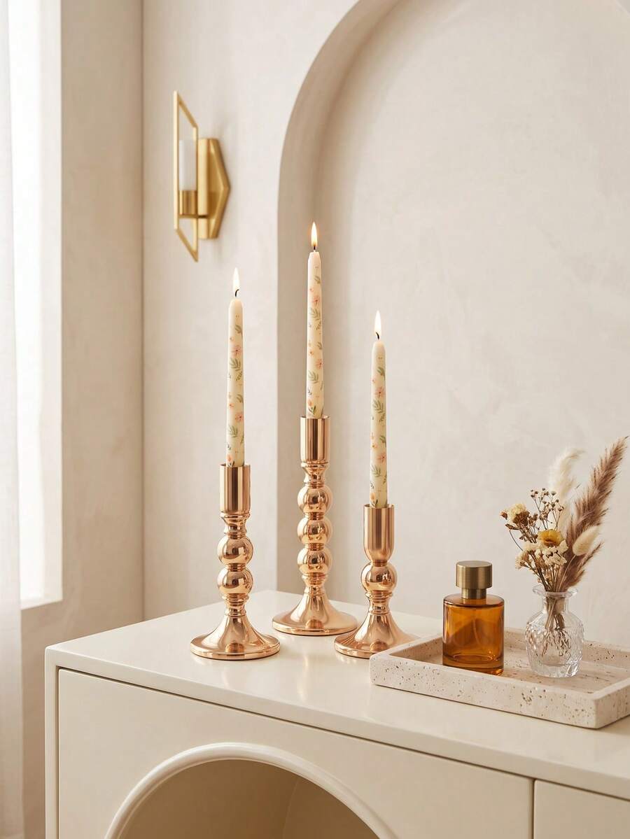Minimalist Chic Exquisite Iron Candle Holder – Simple Textured Candle Stand, Fits Various Pillar Candle Sizes, Perfect For Home Decor, Room Decor, Party & Holiday Decor, Office Styling, Living Room Accessory, Also Ideal As Wedding & New Year Gift - Elegant and Stylish - View 1
