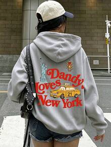 Women's Letter Print Casual Everyday Sweatshirt - Grey - View 5