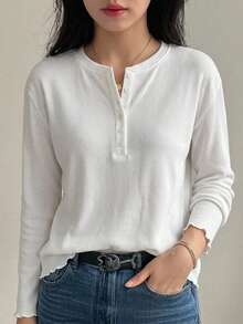 DAZY Women's Crew Neck Short Sleeve White Solid Color Loose Drop Shoulder Casual Minimalist T-Shirt Fall - White - View 5