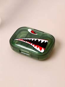 Handsome Shark Medicine Box, Portable Pill Dispenser, Square Medicine Box, Portable Medicine Storage Compartment,Mini Metal Storage Box, Portable Jewelry And Medicine Box, Travel Medicine Box, Large Capacity Compartment, Weekly Medication Sorting Box - Multicolor - View 12