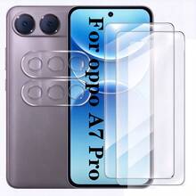 مجموعة 2+2 قطعة من واقي الشاشة الزجاجي المقسى متوافق مع OPPO A7 Pro Max / A7 Pro 5G بصلابة 9H، فيلم واقي عالي الشفافية، مقاوم للخدش، خالي من الفقاعات، فيلم زجاجي مقسى عالي الدقة، واقي شاشة هاتف شفاف، واقي عدسة عالي الدقة، وسادة واقية، بطانية واقي - شفاف - مشاهدة 14
