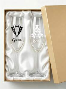 2/4 Pcs Wedding Glass Stickers, Personalized Wedding Decoration Stickers, Gift Box Stickers, For Decorating Wedding Favors And Wine Glasses - Multi-color - View 1