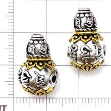2pcs Buddha Head Pendant Dual-Color Alloy Inlaid Turquoise Beads, DIY Jewelry Making Handmade Prayer Beads Bracelet Craft Accessories - Multicolor - View 9