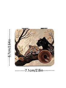 Painted Deer Print Design Compact Makeup Mirror,Magnifying Foldable Cosmetic Mirror,Portable Travel Mirror For Beauty, Can Be Placed In A Handbag, Pocket Or Purse, Perfect For Going Out - Multicolor - View 9