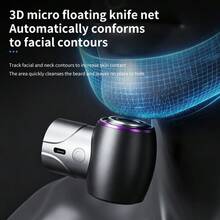 Portable Mini Electric Shaver For Men, Pocket Beard Trimmer With LED Screen, IPX6 Washable Type-C Fast Charge Electric Razor, 3D Curved Dual Ring Magnetic Head Grooming Razor For Travel Home - Multicolor - View 11