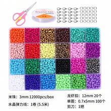 Bộ hạt cườm hạt giống thủy tinh trong suốt 3mm, hạt rời để đan vòng tay, vòng cổ, bộ vật liệu DIY thủ công - Nhiều màu - Xem 3