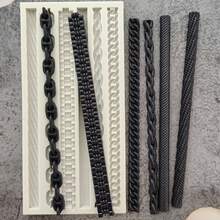 带浮雕边框的硅胶模具，可重复使用的蛋糕装饰模具，厨房烘焙工具，适用于翻糖、婚礼、生日派对装饰 - 淺灰色 - 查看 10