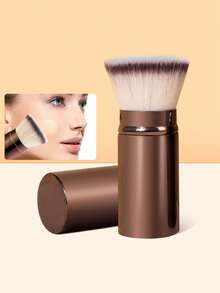 SEPROFE 1 st utfällbar foundationborste, utfällbar rougeborste, kabuki-sminkborste med dammskydd, portabel design, supermjuka borst som passar ansiktet för slät naturlig makeup, sminkverktyg för daglig användning och resor - Kaffebrun - Visa 9