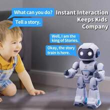 Space-Themed Programmable Smart Robot, Voice Control & Remote Control Dual Mode, Interactive Human-Robot Interaction, One-Key Auto Demo Function, LED Eye Light Effects, Storytelling, Singing & Dancing, STEM Educational Toy, Children's Companion Toy, Halloween Christmas Birthday Gift - Multicolor - View 6