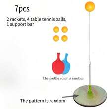 1 Set Adjustable Height Elastic Soft Pole Table Tennis Trainer - Portable Single Person Practice Equipment, 1 Set Includes 4 Durable Practice Balls + 1 Base + 2 Paddles, Table Tennis Training Gear, Suitable For Team Sports, Training Supplies, Table Tennis Set - Multicolor - View 8