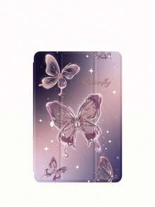 Jemdura 奢華粉色創意蝴蝶圖案平板保護殼，三折立架保護殼，相容 iPad 10.2 吋 Pro 2021/2020 第 9 代/第 10 代/(A16) 11 吋第 11 代 2025、Galaxy Tab A8 10.5 吋 2022、Matepad 10.4/Tab/，防摔，附筆槽，支援睡眠/喚醒，適合送給孩子/家人的禮物 - 彩色 - 查看 5