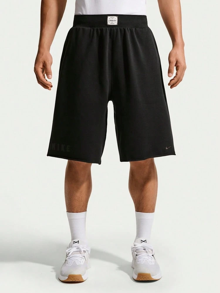 Nike Men's Solid Color Patchwork Letter Pattern Shorts - Black - View 1