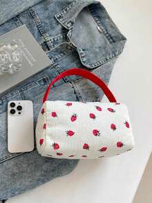 Fresh Strawberry Pattern Mini Handbag, Casual And Minimalist Design, Perfect For Daily Outings, Travel, Shopping And Various Occasions, Easily Store Your Essentials, A Versatile Fashion Item Suitable For Various Styles And Occasions, Also Great As A Gift For Friends - Multicolor - View 8