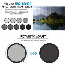 Variable ND2-ND400 Neutral Density Camera Lens Filter, Multi-Coated Optical Glass With Aluminum Frame, Adjustable Thread Mount, 37/40.5/43/46/49/52/55/58/62/67/72/77/82mm Thread Options, 1 Filter With Plastic Case - View 3