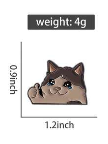 1 Pc Crying Thumbs Up Cat Enamel Pin, Cute Meme Kitten Brooch, Funny Cartoon Badge, Decor Lapel Pin For Backpack Jacket Hat - Multicolor - View 9