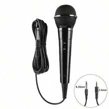1pc Wired Dynamic Microphone, Metal Handheld Vocal Microphone With ON/OFF Switch, 3.5mm & 6.35mm Interface, Suitable For Karaoke Speaker, Stage, Home Entertainment - View 10