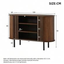 بوفيه خشبي بني 120 * 40 * 80 سم مع أرفف قابلة للتعديل وأبواب وتصميم قوي لغرفة المعيشة وغرفة الطعام - خشب الجوز - مشاهدة 3