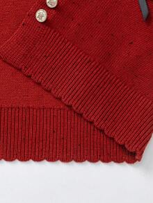 Girls Winter 2Pcs Outfit Tween Girl Wool Blend Knit Sweater And Skirt Sweet Casual Clothing Set - Red Hue - View 8