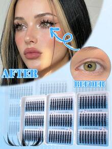 540PCS Buku Bulu Mata Lipat 3 DIY Ekstensi Bulu Mata, Bulu Mata Gugus Individual D Curl 10-18mm, Lembut & Dapat Digunakan Kembali, Untuk Pemula, Pemakaian Sehari-hari & Riasan Pernikahan - MultiWarna - View 4