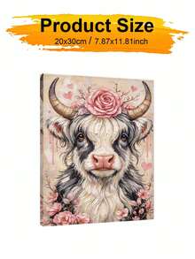 Cow And Flower Paint By Numbers Kit For Adults Frameless Acrylic Canvas Art, DIY Home Decor, Great Gift Idea For Birthdays, Holidays Gifts. - Sets - View 11