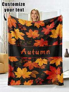 1pc Customized Flannel Blanket With Photo And Text, Office Nap Blanket, Comfortable Blanket, Mother's Day, Father's Day Gift For Parents, Bedding Blanket, Bed Customized Blanket, Customized Text Blanket, Home Personalized Customized Blanket - Multicolor - View 8