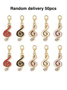 10/20/50pcs Musical Note Oil Drop Charm Keychain Lobster Clasp Jewelry Accessories Handmade DIY Material Bag Pendant - Musical Note Design - View 6
