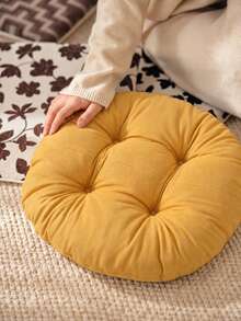 40cm Solid Color Tufted Round Seat Cushion (Made In Turkey), Soft And Comfortable, Machine Washable, Suitable For Dining Room, Kitchen, Office And Home (1/2/4/6pcs Set Available) - Yellow - View 6