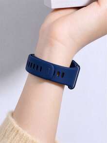1件極簡風矽膠手錶錶帶，適用於 Band 8/9/10/11/11Pro/NFC 手環 - 午夜藍 - 查看 2