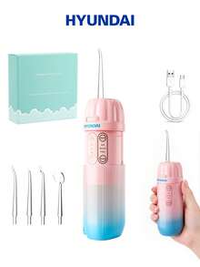 HYUNDAI Portable Water Flosser - Travel Friendly, Large Battery Capacity, 4 Modes, 360° Nozzle, 180ml Water Tank, IPX7 Waterproof, Suitable For Braces, Implants And Sensitive Gums, Dentist Recommended - Baby Pink - View 5