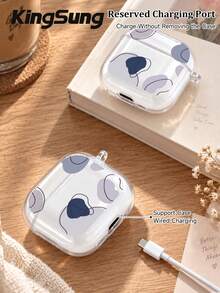 Kingsung Simple Color Blocks Pattern Headphone Case Transparent Soft TPU Wireless Headset Case Compatible With AirPods 3/4/Pro/Pro2/Pro3, Transparent Design, Tight, INS Sweet, Bohemian Style, American Retro Style, Suitable For Sisters, Girlfriends, Classmates, Colleagues, Mothers, Is An Ideal Choice - Multicolor - View 8