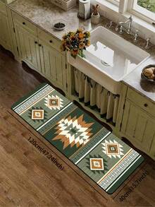 1pc Exotic Geometric Style Kitchen Rug, 3.5mm Cuttable, Cushioned Anti-Fatigue Absorbent Non-Slip, Suitable For Kitchen, Bathroom, Hallway, Living Room, Bathroom Mat, Outdoor Garden Decor, Door Mat - View 17