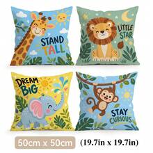 4pcs/1pc Forest Animal Quote Pattern Pillow Case Without Insert, Single-Sided Printed Pillow Case, Suitable For Living Room, Bedroom, Home Decor, All-Season Pillow Case - Multicolor - View 17