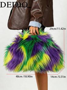 Dedoo Women's Cloud Clutch, Solid Color, Long Curly Faux Fur, Magnetic Closure, Portable, Avant-Garde Y2K Style, Suitable For Party, Date, Autumn/Winter - Multicolor - View 4