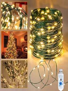 1 dây đèn LED trang trí Giáng Sinh 100m/329ft, 1.000 LED hiệu ứng pháo hoa ánh sao, đèn dây pháo hoa màu xanh đậm dùng nguồn USB, phù hợp cho nhà ở, phòng ngủ, sân vườn, tiệc tùng, ban công, sinh nhật và trang trí Giáng Sinh - Dây đèn Giáng sinh màu xanh đậm - Xem 24