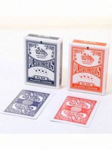 1 Set Red/Blue Optional Plastic Coated Playing Cards, Casual Tabletop Game Accessories, Birthday Gift, Ideal Gift, Surprise Gift, Holiday Gift, Party Gift, Christmas Decoration - Multicolor - View 3