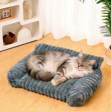 1pc Plush Pet Sofa Bed, Warm Cat & Dog Bed With Back Support, Soft Fluffy Pet Sleeping Mat, Suitable For Cats And Small To Medium Dogs (Under 5kg), Indoor Pet Bed, Holiday Gift - Multicolor - View 6