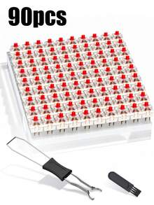 30/50/90pcs Practical Blue/Red/Brown/Black Mechanical Keyboard Switches, 2-In-1 Keycap Puller, Cleaning Brush, 3PIN Cross-Axis Design, Crisp Click Sound, Suitable For Hot-Swappable Mechanical Keyboard Replacement And DIY Upgrade, Gaming, Typing, Office Use - View 19