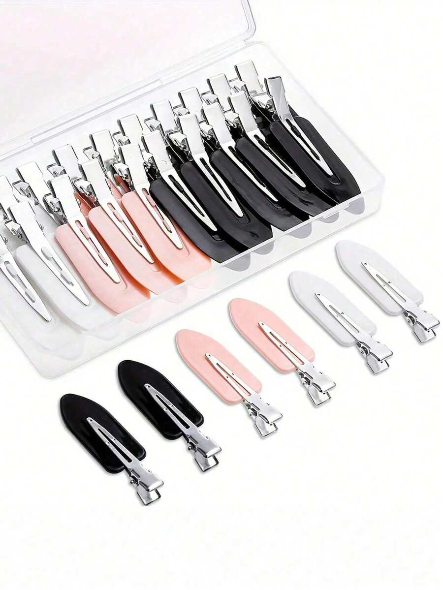 4/12/20/48 Pcs Women Creaseless No Bend Hair Clips, Multi-Color Flat Section Clips, Practical Styling Barrettes For Makeup Hairstyle Fixing - Multi-color #CreamyGold - View 1
