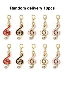 10/20/50pcs Musical Note Oil Drop Charm Keychain Lobster Clasp Jewelry Accessories Handmade DIY Material Bag Pendant - Musical Note Design - View 4