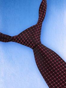 1pc Luxury Fine Grid White Dot Tie, 7.5cm Width, Smooth Business Formal Tie For Men, Suitable For Office, Banquet, Wedding, Versatile - Burgundy - View 4