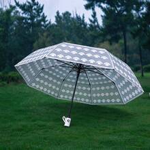 1pc Cute Cat Print Transparent Umbrella, Automatic Folding, Portable, Fresh Style, Plastic, Frosted Cat Design, 3-Fold, Sun And Rain Dual Use, Korean Style, For Students And Adults, Thickened, For Photography, - A - View 9