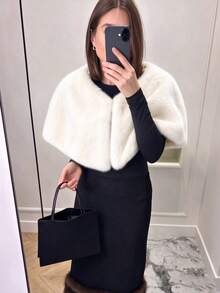 1件女款優雅晚宴披肩，適合派對、婚禮、畢業典禮、特殊場合，適用於秋冬季節 - 白色 - 查看 2