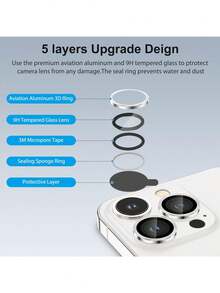 Yezodawee 6件組銀色相機鏡頭保護蓋，超耐用金屬環蓋，相容 iPhone 18 Pro Max 18 Ultra 17 AIR/17 Pro Max，高清晰透明防刮膜，精準貼合，適用於日常保護、戶外探險、旅行、通勤與專業攝影 - 銀色 - 查看 2