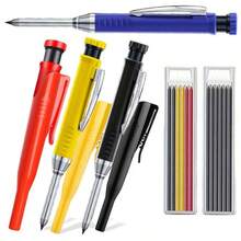 2.8mm Solid Woodworking Pencil Set With Cap, Lead Refills And Built-In Sharpener, Deep Hole Automatic Pencil, Suitable For Woodworking Construction Marking Hand Tools - Sets - View 6