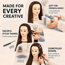 26 Inch Synthetic Fiber Mannequin Head For Braiding, Styling, Cutting, Beauty Practice, With Clamp Stand, Suitable For Makeup Training And Styling Accessories, Beginner Friendly - View 5