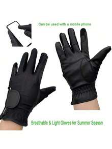 Summer Equestrian Gloves, High-End Premium Breathable Equestrian Gloves, Riding Mesh Breathable Gloves, Equestrian Supplies - Black - View 6